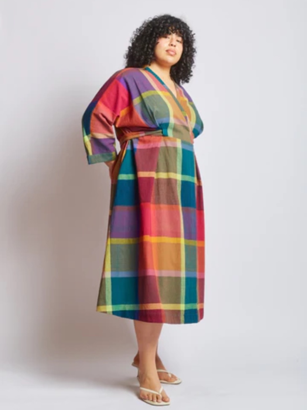 NWT Rujuta Sheth Tara Wrap Dress, Madras Chex,  Size XL/1X - Picture 3 of 8